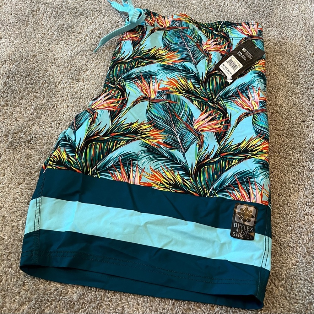 NWT OP Big Men’s 3XL Swim trunks Swimsuit 48-50 Turquoise NEW Board Shorts - Picture 7 of 10